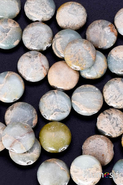 Natursteinperlen - Ø 10 mm, Loch 1 mm - wassergrün-grau-beige